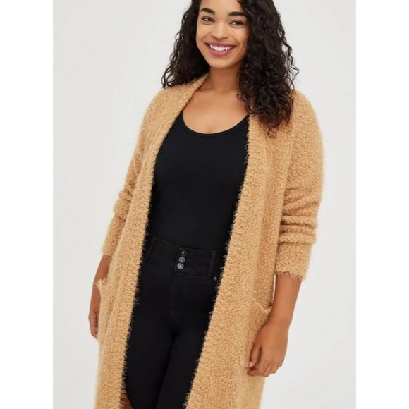 Torrid Women's Popcorn Duster Pocket Open Front Cardigan Sweater Size 1X - Picture 1 of 14